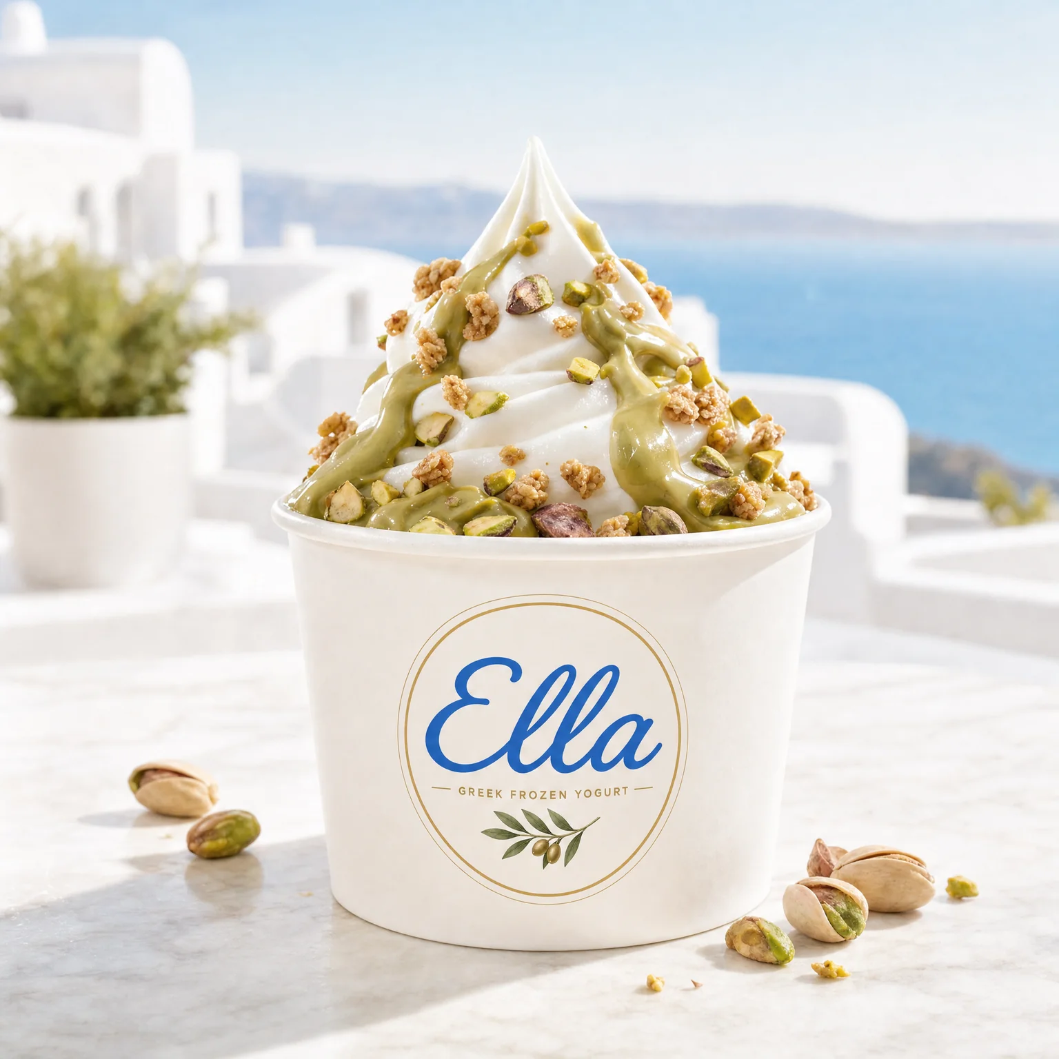 Ella Pistachio Dream Greek frozen yogurt with pistachio cream, pistachios and granola